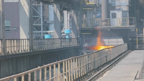 Cooling of coke oven coal after the coking process. Coke oven coal production. Metallurgical enterprise