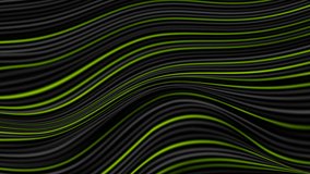 Green and black curved smooth wavy lines abstract motion background. Seamless looping. Video animation Ultra HD 4K 3840x2160