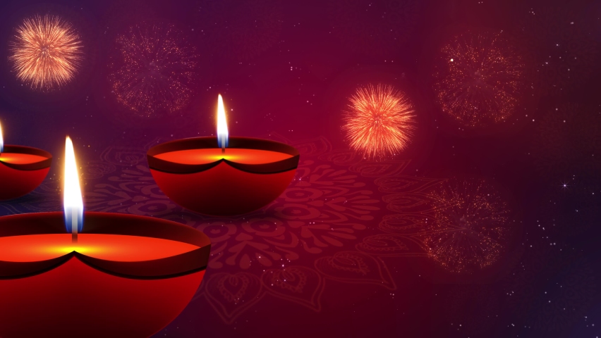 Beautiful Happy Diwali festival greeting card for Hindu festival Diwali Loop background. Diwali festival celebration in India. Wishes, Events, Message, holiday.   Royalty-Free Stock Footage #1079895581