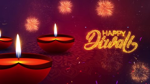 Beautiful Happy Diwali festival greeting card for Hindu festival Diwali Loop background. Diwali festival celebration in India. Wishes, Events, Message, holiday.  