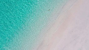 Top-down above white beach sand and sea water clear In tropical sea Phuket Thailand. Nature and travel concept. Shot on drone camera high quality 