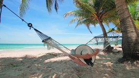Phuket Thailand. Asian young woman relaxing on hammock by the beach at sunset. Young attractive female swinging on hammock. Holiday vacation summer - Powered by Shutterstock - Get 15% off with code: PIKWIZARD15