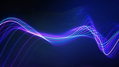 Abstract blue sound waves. Colorful waves digital music equalizer. Graphic wave pattern technology background. Seamless loop 4k.