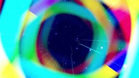 nebula motion graphic, camera fly in space. Modern motion design vj loop, flying through art space like nebula, rainbow gradient color. Abstract background