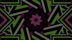 Animation of good vibes in blue and pink text over green and pink kaleidoscopic shapes on black. digital interface and social media messaging concept digitally generated video.