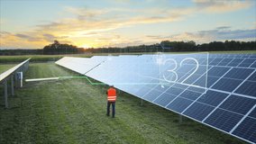 Solar panels generating clean energy concept, electrical engineer analysing data - Powered by Shutterstock - Get 15% off with code: PIKWIZARD15