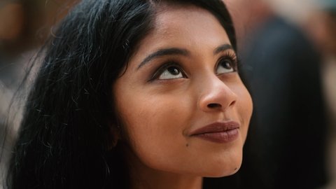 Portrait Attractive Indian Girl Open Her Stock Footage Video (100%