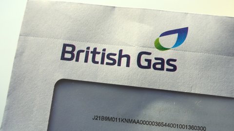 London, England, September 28th 2021:A close-up of a British Gas utility bill letter. Focus blur from front of lens to Utility bill name and logo. Concept for gas, electricity bills, price rise.