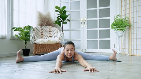 Yogini Asian Woman Practicing Yoga Pose Stock Footage Video (100% ...