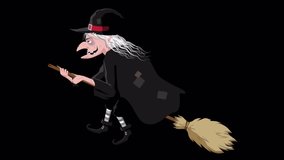 This 2d cartoon animation shows a cute witch flying on a broom - Powered by Shutterstock - Get 15% off with code: PIKWIZARD15