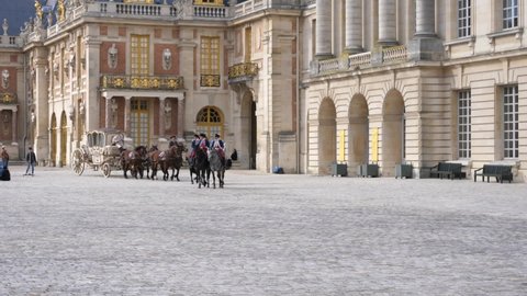 Versailles, France - September 20th 2021: An historical reconstitution at the Versailles Palace.