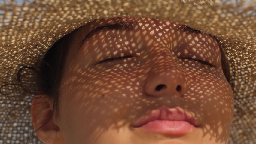 Beach Woman in Sun Hat on Vacation