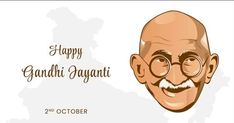 Gandhi Jayanti 2nd October concept animation with mahatma Gandhi portrait, motion graphics.