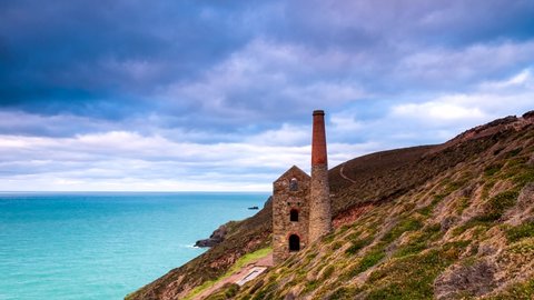 Time Lapse movie of Chapel Porth Mine in St. Agnes in Cornwall, Europe