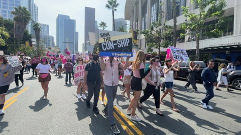Supporters of pop star Britney Spears take part in rally on the day of a conservatorship case hearing at Stanley Mosk Courthouse in Los Angeles, Sept. 29, 2021.