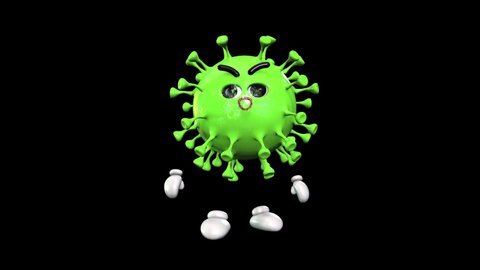 Nauseated Virus Face 3D Animated Icon. Isolated on Transparent Background with Alpha Channel. 4K Ultra HD Video Motion Graphic and Loop Animation.