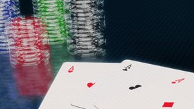 stacks of casino chips and poker cards, wireframe models, concept of gambling online (3d render) - Powered by Shutterstock - Get 15% off with code: PIKWIZARD15
