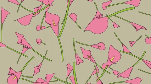 Pink calla lily flowers on beige background.
Toon style loopable animation for background.