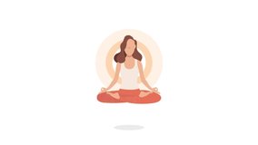 Yoga relaxed. Woman breathing and relaxing. Video, HD, animation character