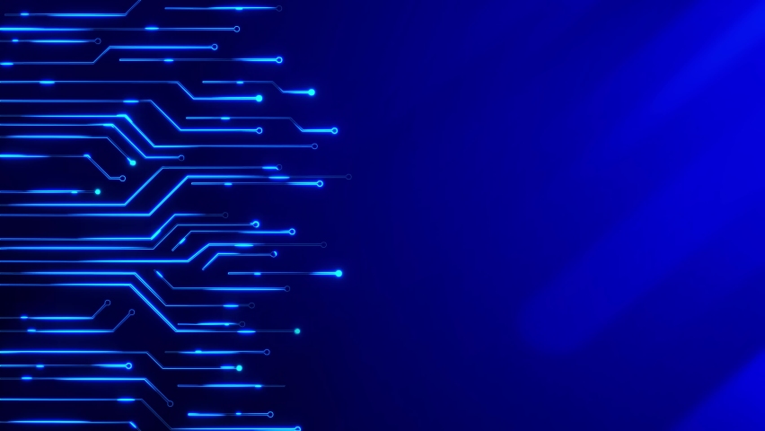 Circuit Board with moving electrons Data Flow Loop Background Animation. Artificial Intelligence. Visualization of in Machine Learning, Computer Technology, Science. cyber and futuristic concept. | Shutterstock HD Video #1080016730
