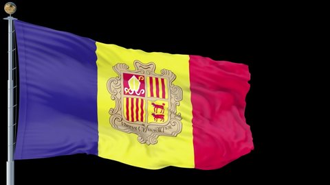 National flag of Andorra. Andorra flag seamless loop animation. high quality 4K resolution