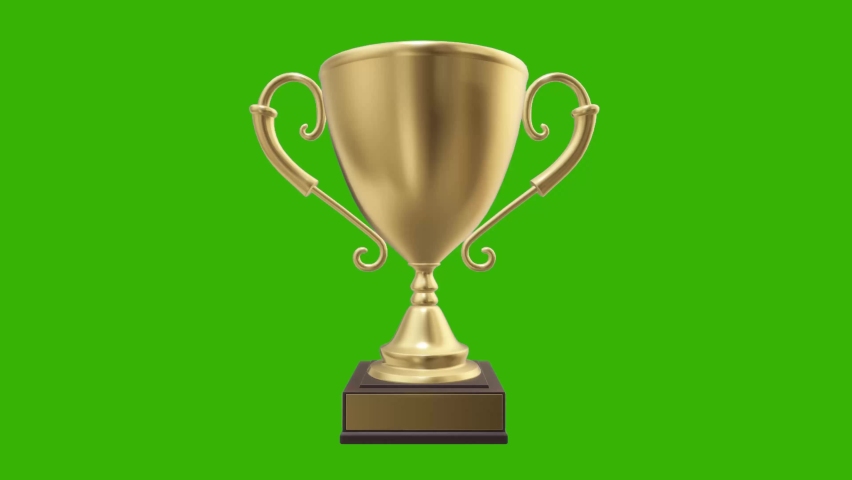 Animated golden 3D Trophy on green screen. space for title text.
trophy on green screen background 4k footage.