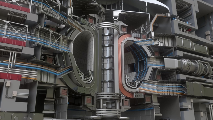 ITER. Tokamak. Thermonuclear fusion. Rotation of 3d model of fusion reactor. 3d Render | Shutterstock HD Video #1080023375