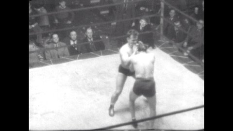 1940s Wrestler Head Butts Opponent Repeatedly Stock Footage Video (100% ...