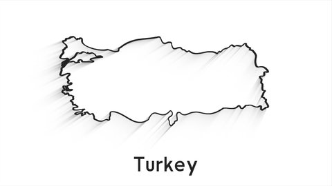 Turkey Map Showing Up Intro By Regions 4k animated Turkey map intro background with countries appearing and fading one by one and camera movement