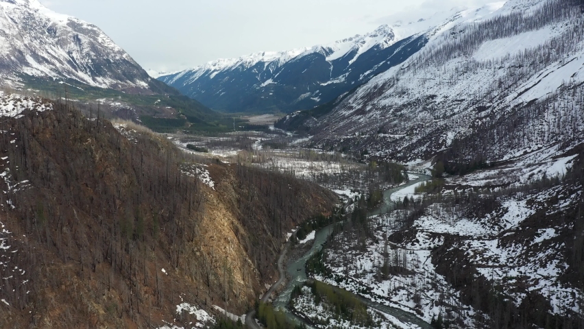 Lillooet river flowing in the valley, Pemberton BC