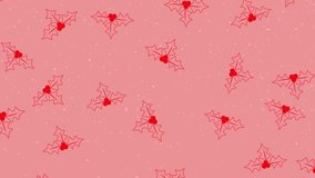 Animation of christmas holy pattern over falling stars on pink background. christmas, winter, tradition and celebration concept digitally generated video.