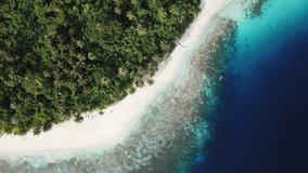 Aerial view of tropical island, Maldives. High quality 4k footage