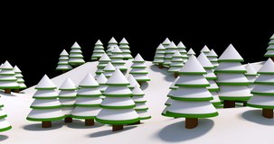 Animation of snow falling over night winter landscape. christmas, winter, tradition and celebration concept digitally generated video.