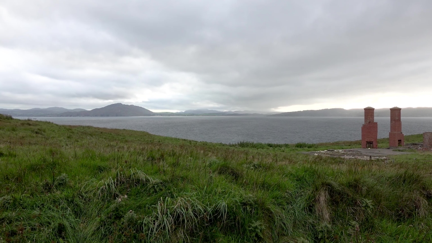 The ruins of Lenan Head fort at the north coast of County Donegal, Ireland.