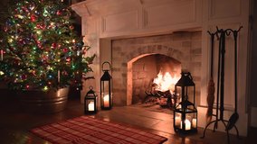 Christmas 4k cozy fireplace home