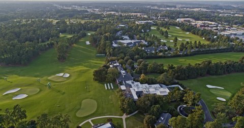 Augusta Georgia Aerial v17 panoramic birds eye view of national golf club and surrounding resorts and environment at golden hours - Shot with Inspire 2, X7 camera - October 2020