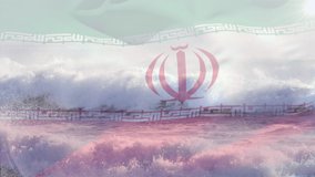 Animation of flag of iran blowing over waves in sea. travel, holidays, patriotism and celebration concept digitally generated video. - Powered by Shutterstock - Get 15% off with code: PIKWIZARD15