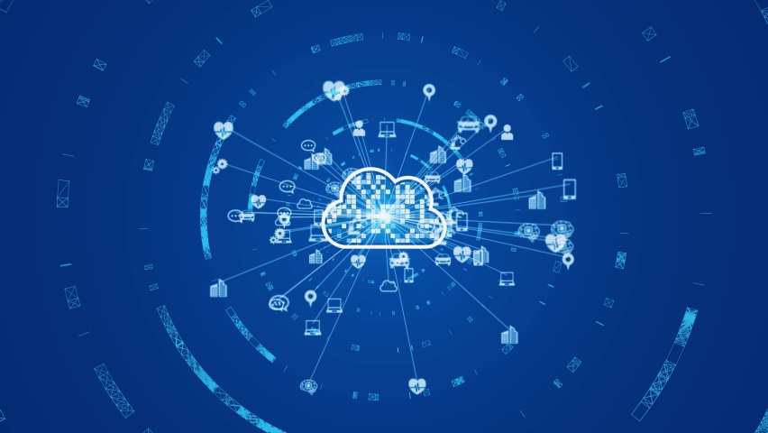 Cloud computing concept. Software as a Service. SaaS. Communication network.