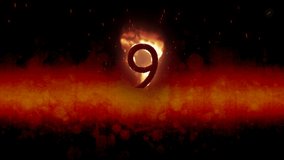 Animation of 9 text in burning flames over dark background. strength, fire and movement concept digitally generated video. - Powered by Shutterstock - Get 15% off with code: PIKWIZARD15