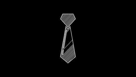 White line Tie icon isolated on black background. Necktie and neckcloth symbol. 4K Video motion graphic animation.