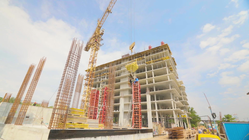 Construction site concept. Augmented reality at the construction site. Dzhitalizatsiya in the construction field Royalty-Free Stock Footage #1080105728