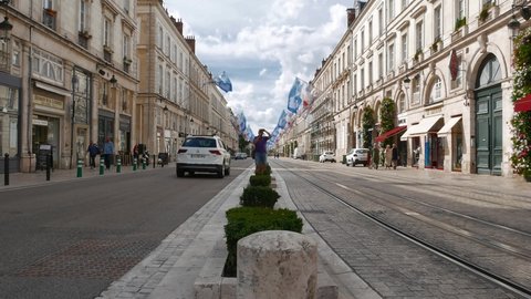 People walking the street in centrum of Orleans. Orleans, France - 13 September 2021
