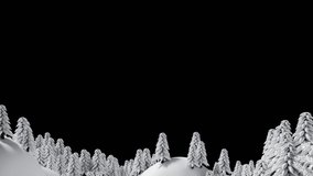 Animation of fireworks and christmas tree over winter landscape. christmas, tradition and celebration concept digitally generated video.
