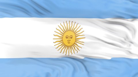 Argentina flag is waving 3D animation. Argentina flag waving in the wind. National flag of Argentina. flag seamless loop animation. 4K 