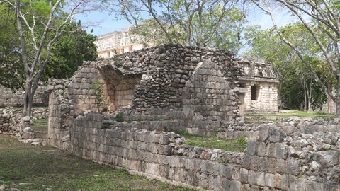 UXMAL, YUCATAN, MEXICO - CIRCA 2021: Ruins of ancient Mayan city of Uxmal in Yucatan peninsula