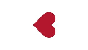Vertical rotated video. Red heart broke. Shape animation of heart splitting. Breaking up and ending a relationship.