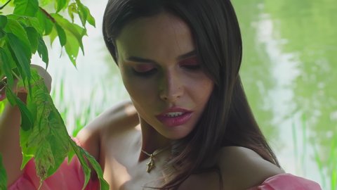 Naked woman in forest Stock Video Footage - 4K and HD Video Clips