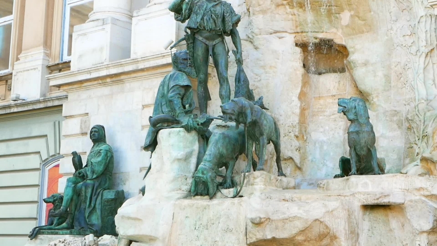 Matthias Fountain. The group depicts a hunting party led by Matthias Corvinus, the king of Hungary.