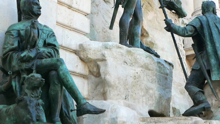 Matthias Fountain. The group depicts a hunting party led by Matthias Corvinus, the king of Hungary.