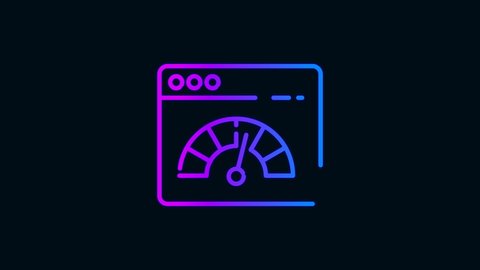 internet speed line icon animation.Glowing neon line icon with gradient color. black background